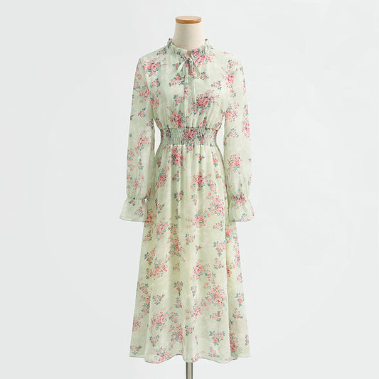 Nouvelle robe douce à lacets et manches longues, petite et fraîche 2218