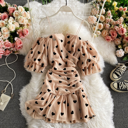 Vintage Hepburn wind snow spun fishtail buttock dress  2930