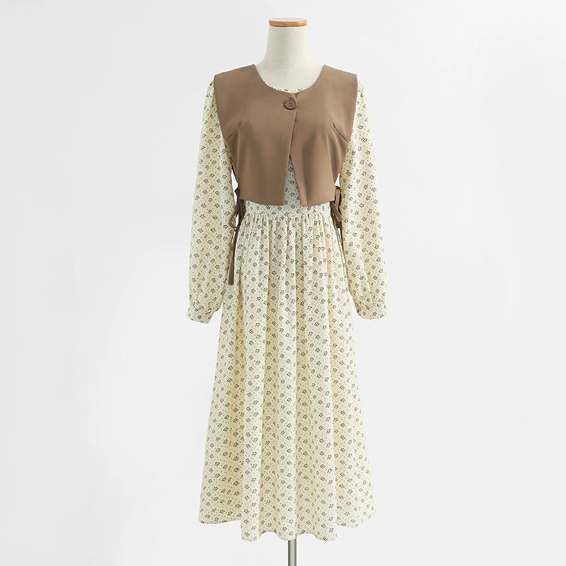 Age reduction fashion two-piece suit skirt shows thin floral skirt  2209