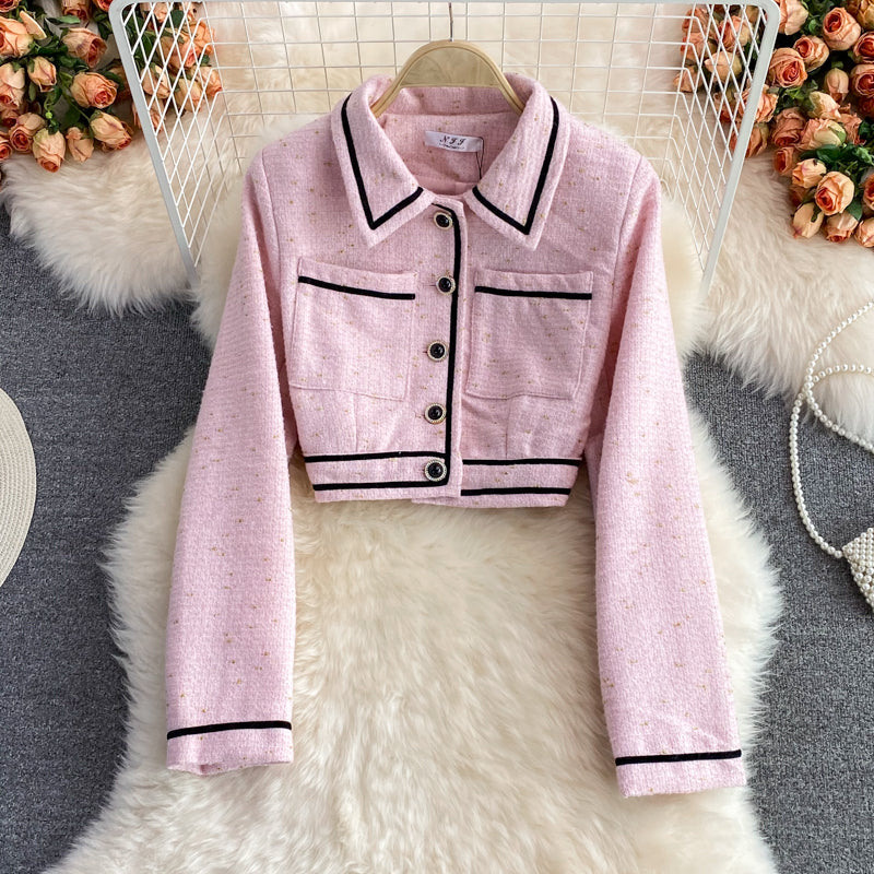 Autumn and winter celebrity xiaoxiangfeng short cardigan coat  1671