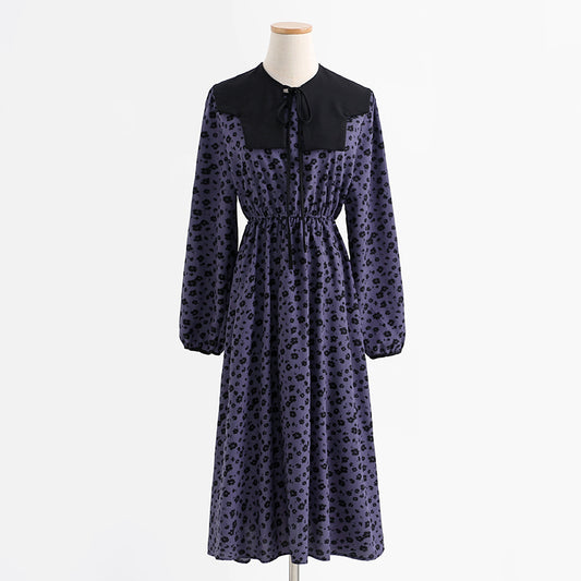 Nouvelle robe de tempérament pour femme avec fermeture à la taille et col de poupée, jupe à fond 2271