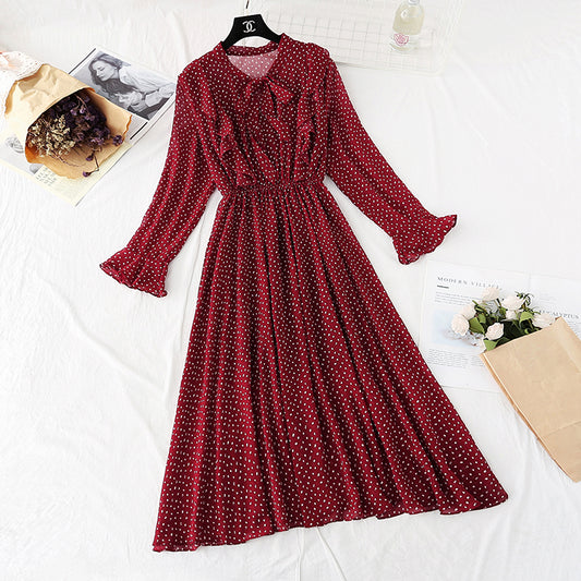 French retro wave point long skirt fairy super fairy series  2298