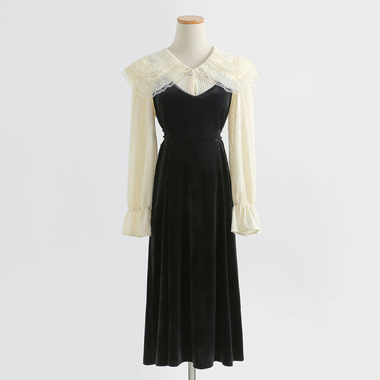 Hepburn schwarzes Strapskleid Zweiteiler Damen 2273