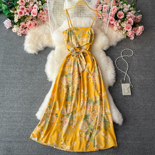 Seaside holiday French long suspender dress  3201