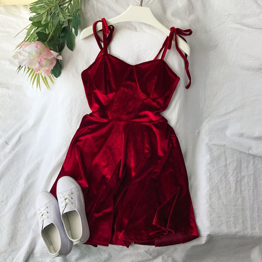 Bandage dress velvet suspender harbor style suspender skirt  3275