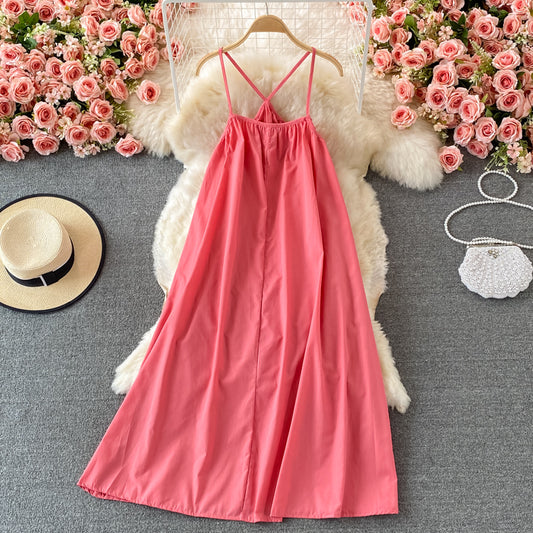 First love girl vacation suspender beautiful back beach skirt  2998