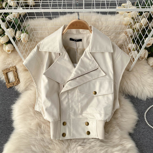 Revers kurze Motorrad Lederjacke Weste 1532