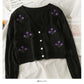 Vintage embroidered short cardigan single breasted long sleeved sweater  1811