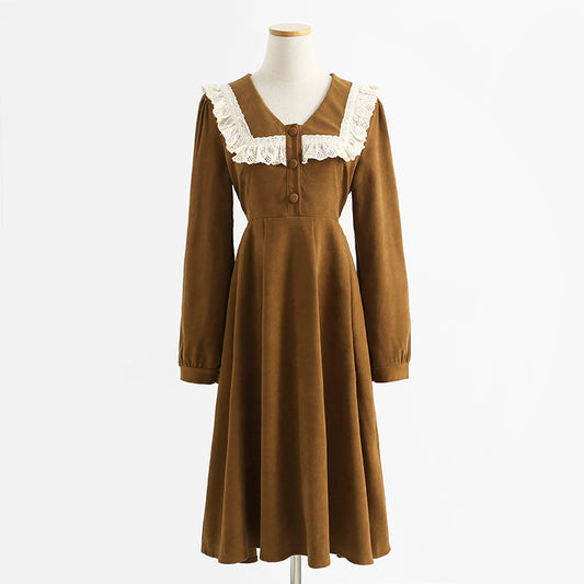 College style aging tea break skirt female Mori Department waist pure desire long skirt  2201