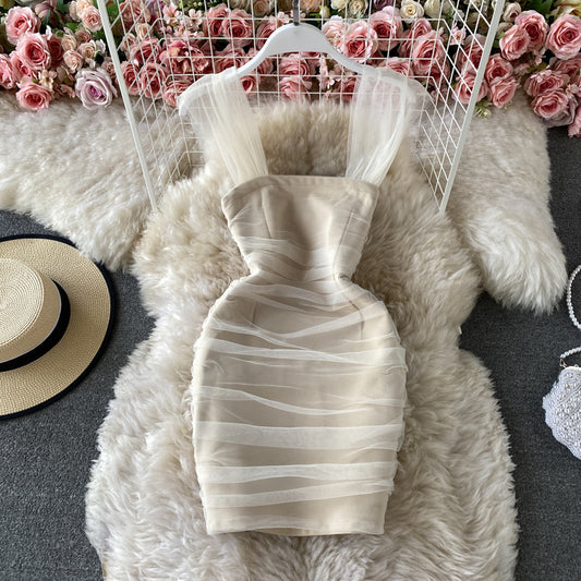 Fashion slim one line collar wrap hip skirt  2753