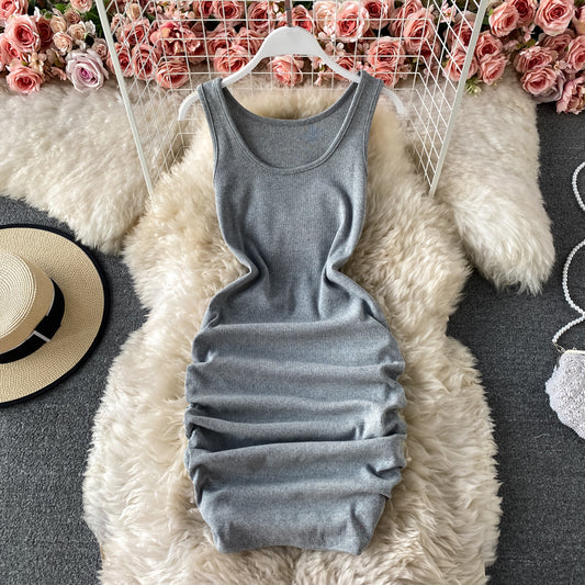 Elastic slim sexy suspender vest skirt  2938