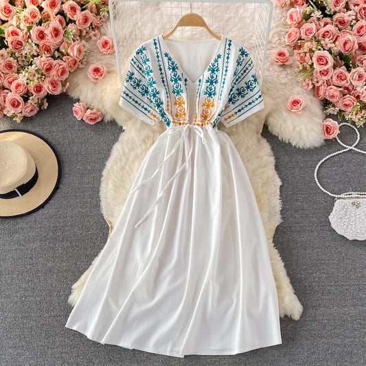 Jupe de plage de style national pour vacances en bord de mer, grande jupe longue à volants 3105