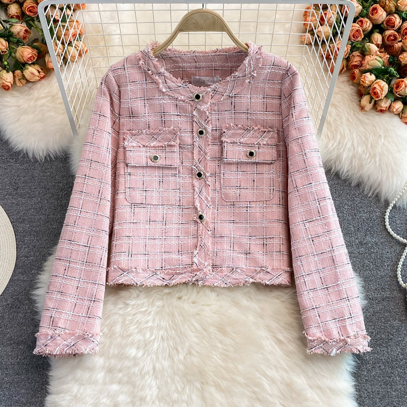 Celebrity xiaoxiangfeng woolen plaid coat female  1644