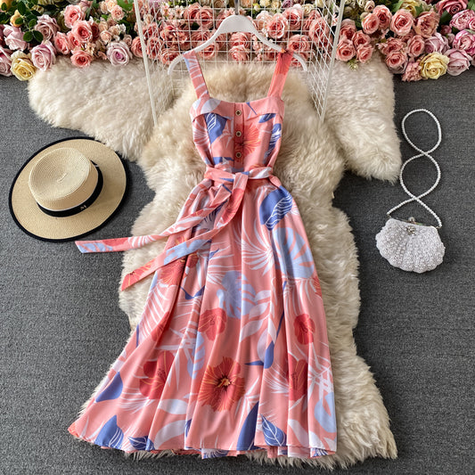 Ourlet à volants, taille fermée, fine, grande robe, robe femme 2941