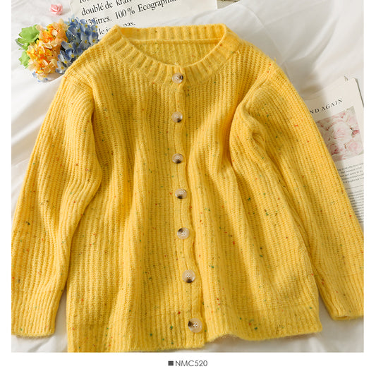 Korean retro medium length single breasted long sleeved sweater  1867