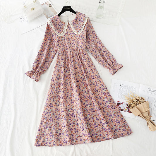 Doll neckline cut-out age reducing thin bottomed skirt  2408