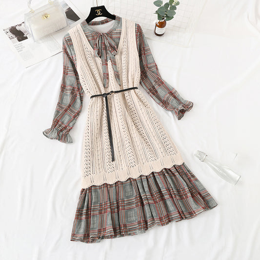 Foreign fashion net red chiffon bottomed dress  2222