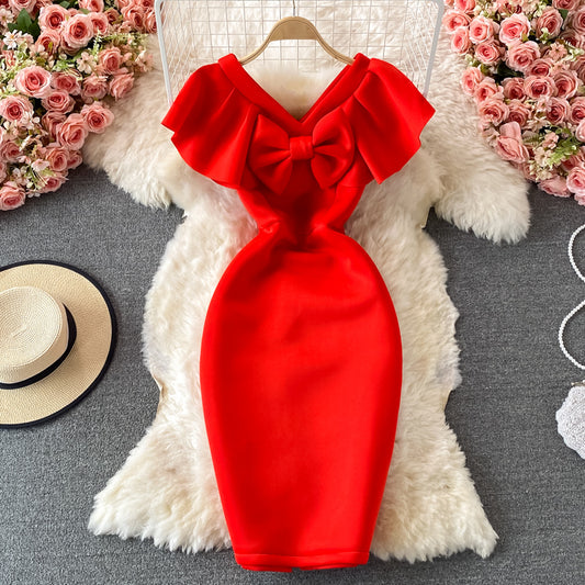 Robe-jupe portefeuille slim avec nœud 2740