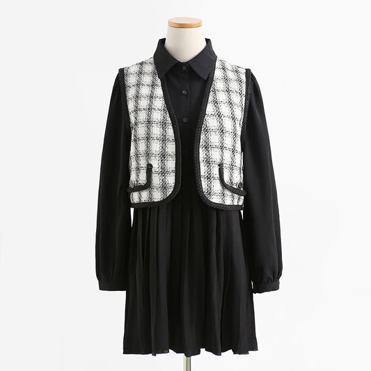 Fashion goddess two piece dress vest skirt small man wear temperament skirt  2326