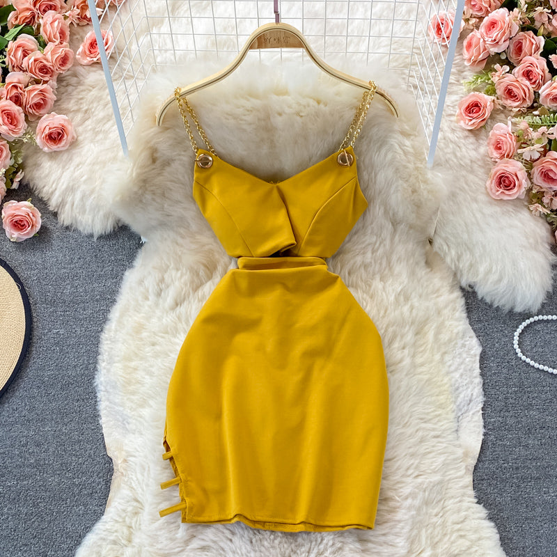 Sexy fashion hollow out waist tight bag hip suspender dress  3359