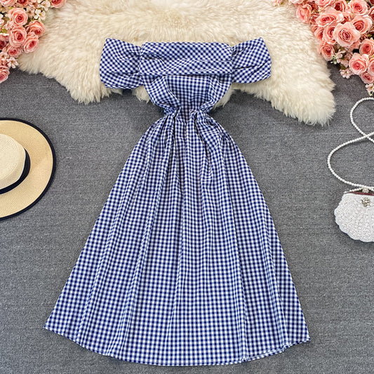 French Kikyo first love Plaid Dress  3066