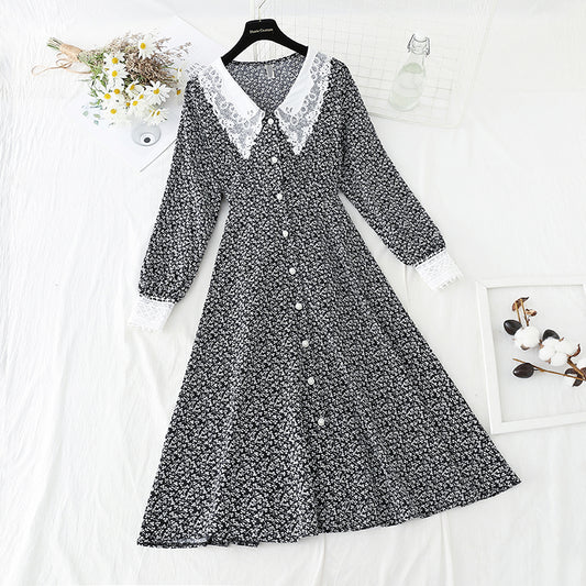 Korean patchwork Floral Dress  2244