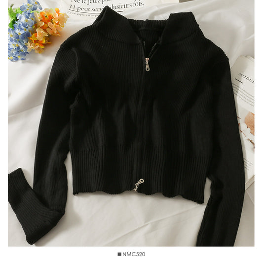 Striped slim Hooded Sweater Zip Cardigan long sleeve  1766