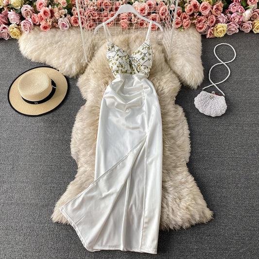 Jupe fendue Robe à bretelles sans bretelles 2815