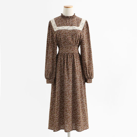 Patchwork bottomed long skirt lady temperament chiffon long sleeve skirt  2434