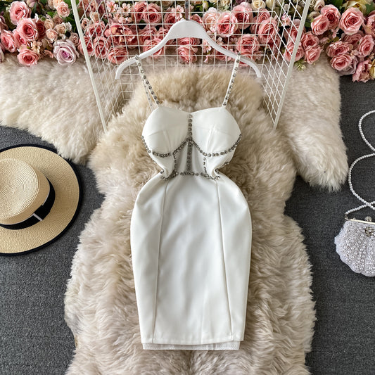 Jupe à bretelles à corsage slim de tempérament de célébrité 2792