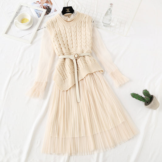 Französische Minderheit Pullover Weste Anzug knielanger Gazerock 2476