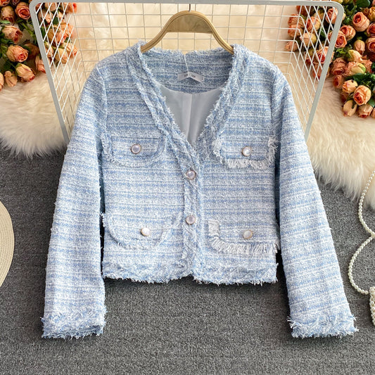 Temperament celebrity small fragrance tweed short coat female  1637