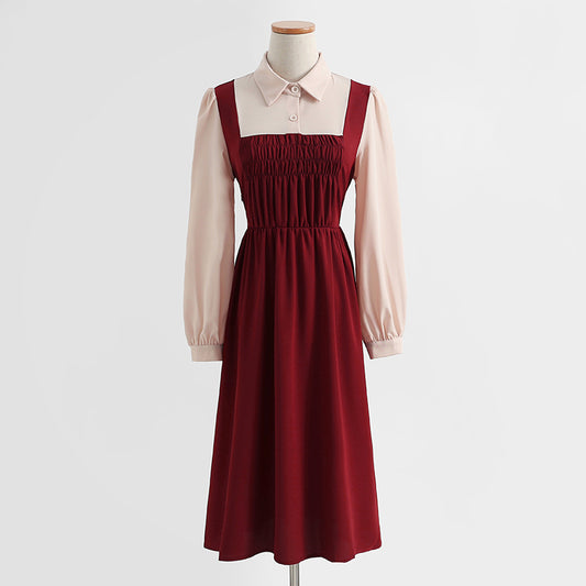 Fashion long sleeved fairy skirt over the knee literary temperament long skirt  2213