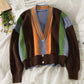 Sweater Rainbow Stripe contrast sweater versatile top  1752