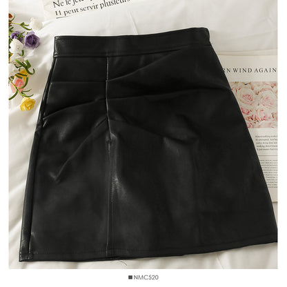 Korean wrinkled irregular split slim wrap hip skirt  2496