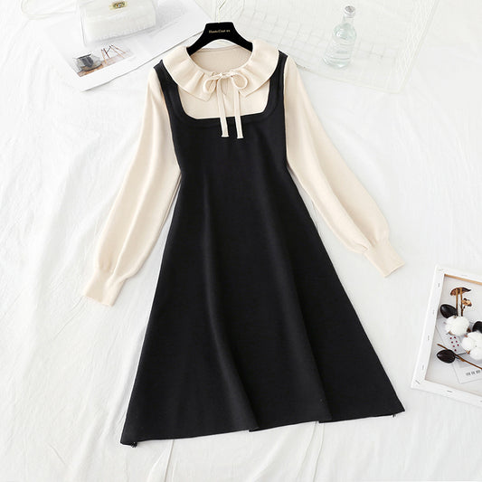 Bottom skirt lotus leaf collar French retro Hepburn tea break small black skirt  2399