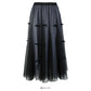 Bow decorative gradient high waist medium length yarn skirt women  2510
