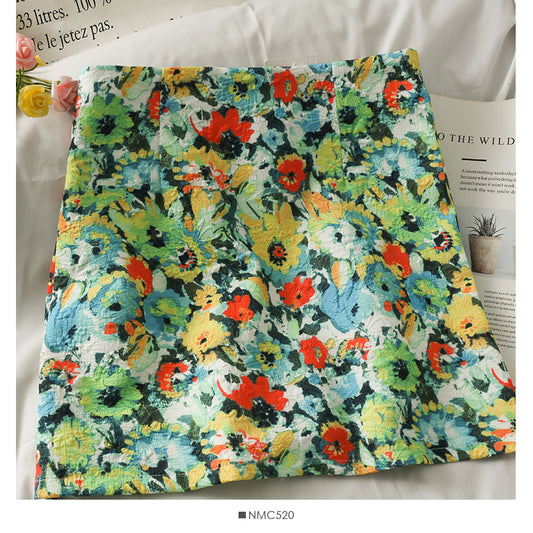 Elegant style printed high waist slim wrinkled Hip Wrap Skirt  2642