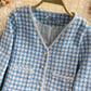 Vintage small fragrance woven tweed V-neck coat  1664