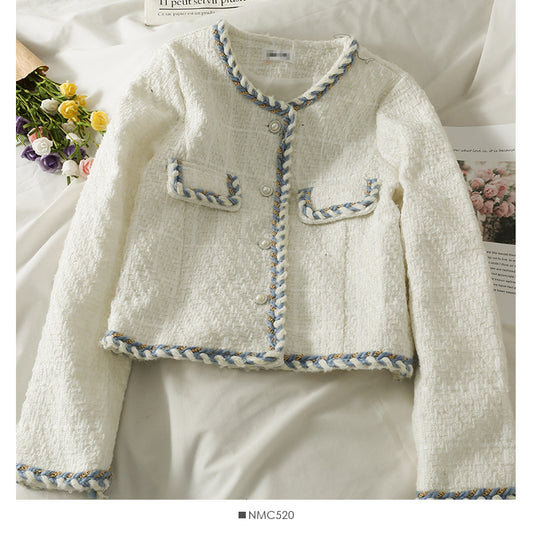 Neuer einreihiger kurzer Damenmantel 2095 mit glänzender Seidenbindung