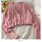 Jacquard sweater women's loose and thin solid color sweater  1741