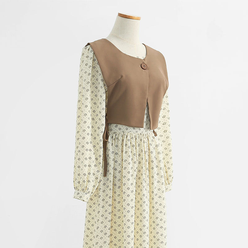 Age reduction fashion two-piece suit skirt shows thin floral skirt  2209