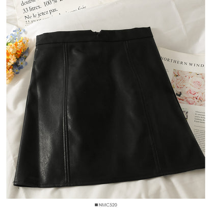 A-line skirt women's autumn dress high waist thin solid color skirt  2507