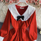 Süßes A-Linien-Kleid mit langen Ärmeln, Modekleid 1306