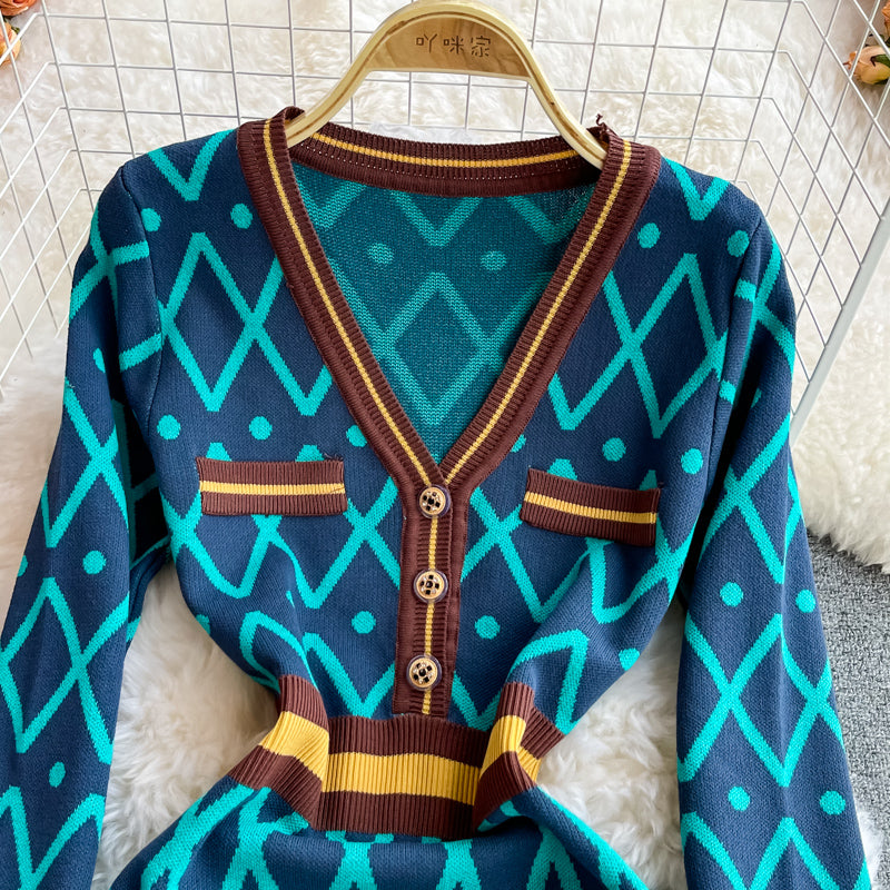 Small fragrance color blocking waist to show thin temperament design dress  3101