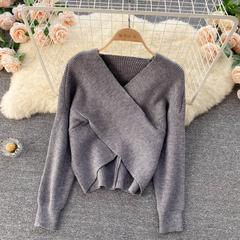 Sweet temperament V-Neck Sweater women's Pullover fashion sweater  1625
