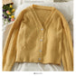 Sweater women's new wave edge V-neck single breasted cardigan  1873