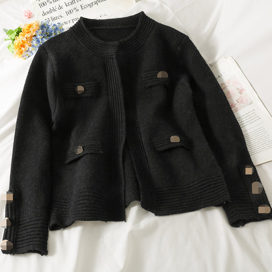 Lockerer und dünner knopfloser Pullover im französischen Nischendesign 1801