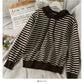 Han Fan striped loose and thin drawstring Hooded Sweater  1731