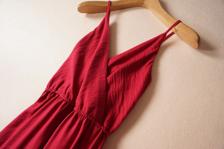 V-neck backless sexy beach skirt suspender dress  3274